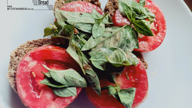 A quick vegetarian sandwich idea: fresh basil and tomato